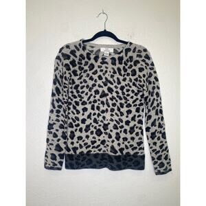 M Magaschoni Cashmere Longsleeve Lightweight Animal Print Sweater Sz Small